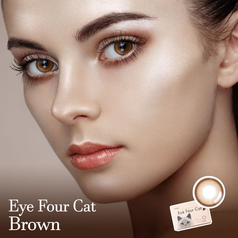 Eye Four Cat Brown Brown Colored Contact Lenses-Lensme
