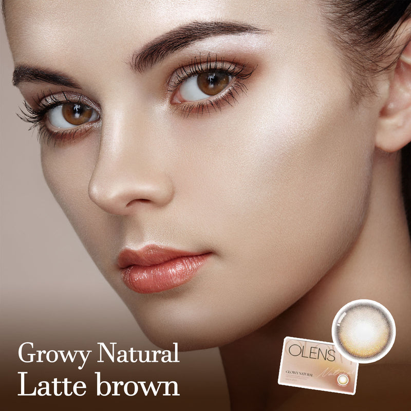 Glowy Natural Latte Brown Colored Contact Lenses-Olens