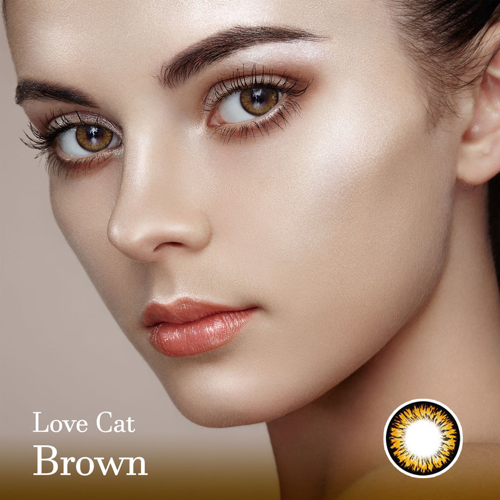 Love Cat Brown Colored Contact Lenses-Lensme