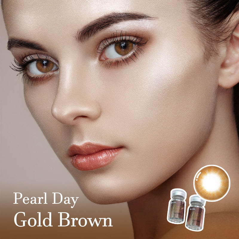 Pear Day Gold Brown Colored Contact Lenses - Olens