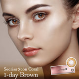 Secriss 3 Con Coral Brown Colored Contact Korean Lenses-Olens